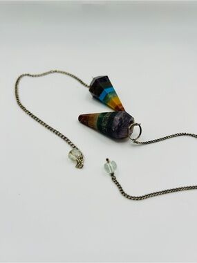 Two Multi-Color Chakra Point Pendulums